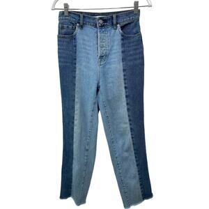 PacSun Two Panel Straight Leg Jeans High Rise Cropped Denim Blue‎ Womens Size 25